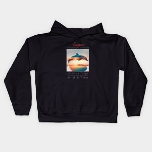 Dolphin Sea Sunset Imagine Wild Free Kids Hoodie